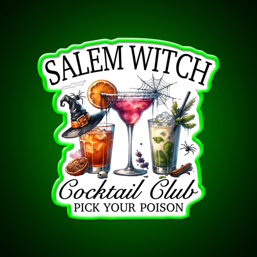 Salem Witch Cocktail Club Cocktail Bar Decor Led Neon Sign Rgb Color - Shineneon