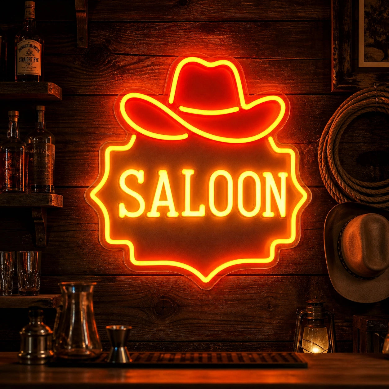 Saloon Cowboy Hat Garage Neon Sign Vintage LED Neon Sign high-converting product image