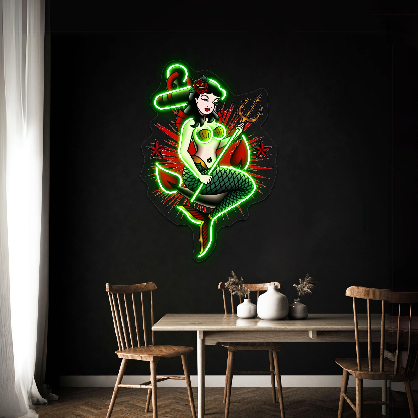 Saltydog American Traditional Nautical Mermaid Artwork Led Neon Signs | Shineneon