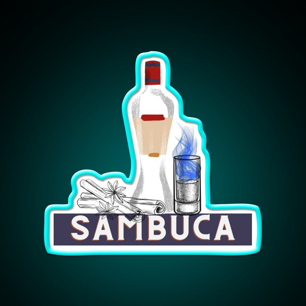 Sambuca Liqueur Collection Art Print Cocktail Bar Decor Led Neon Sign Rgb Color - Size and dimension reference