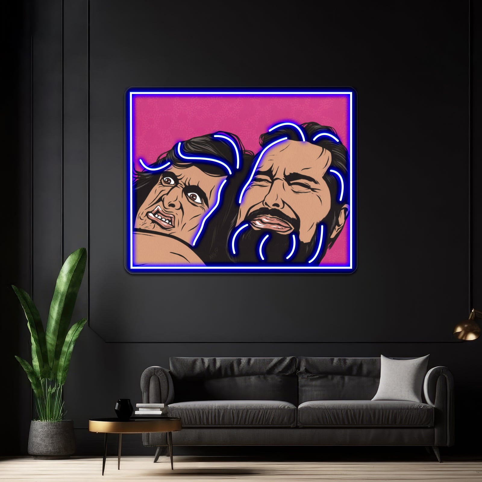 Samurai Cop Fight Scene Artwork Custom Led Signs | Shineneon