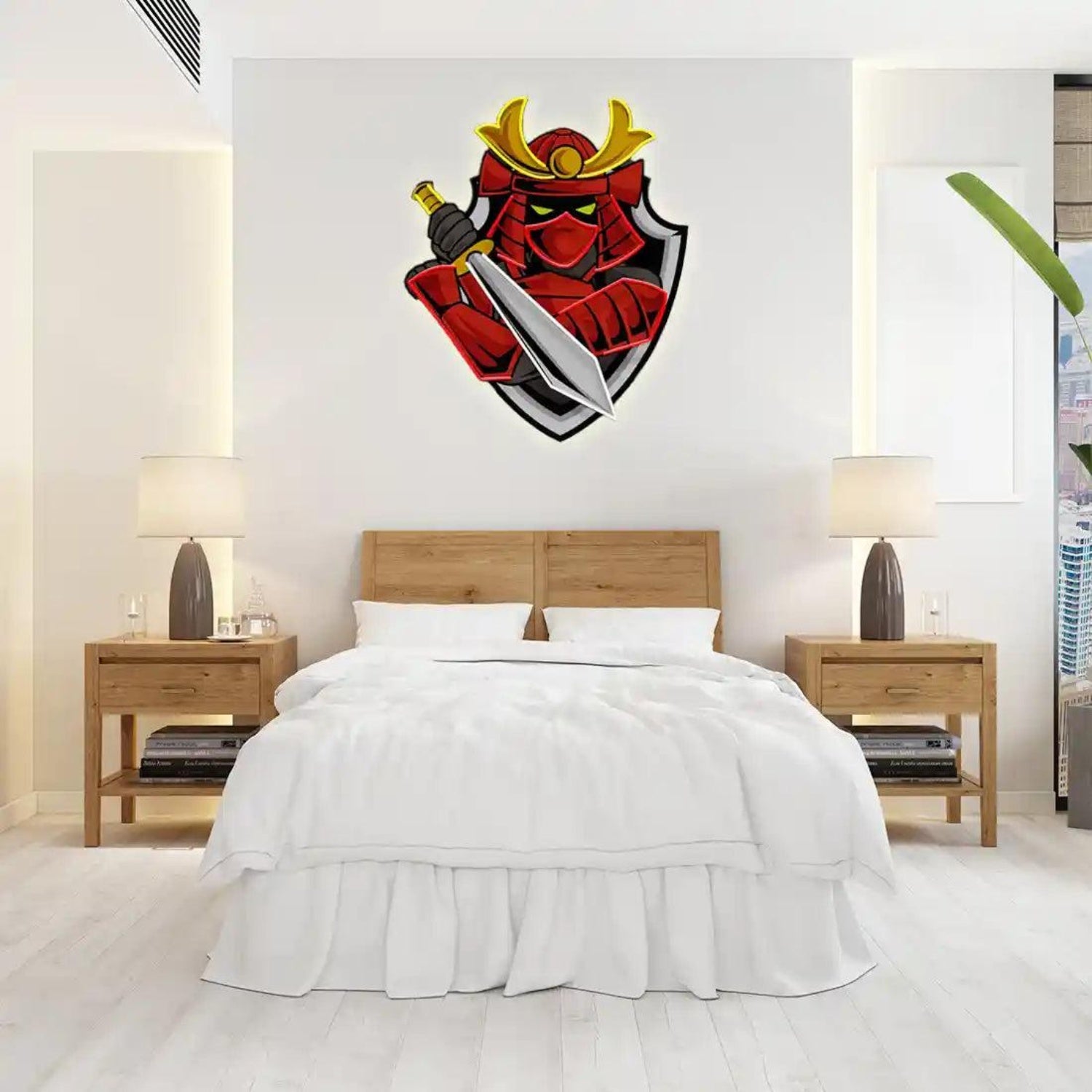 Samurai Mascot Multicolor Cartoon Led Neon Sign For Game Room Home Decor | Shineneon