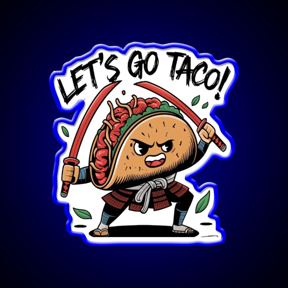Samurai Taco Warrior Lets Go Taco Taco Led Neon Sign Rgb Color - Shineneon