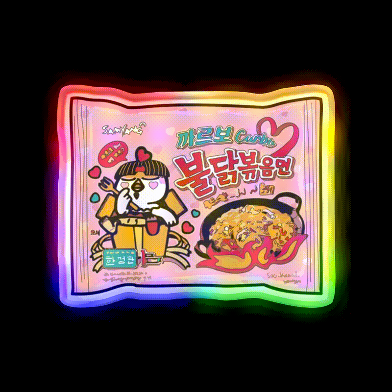 Samyang Carbonara Snack Food Led Neon Sign Rgb Color - LED neon sign close-up detail