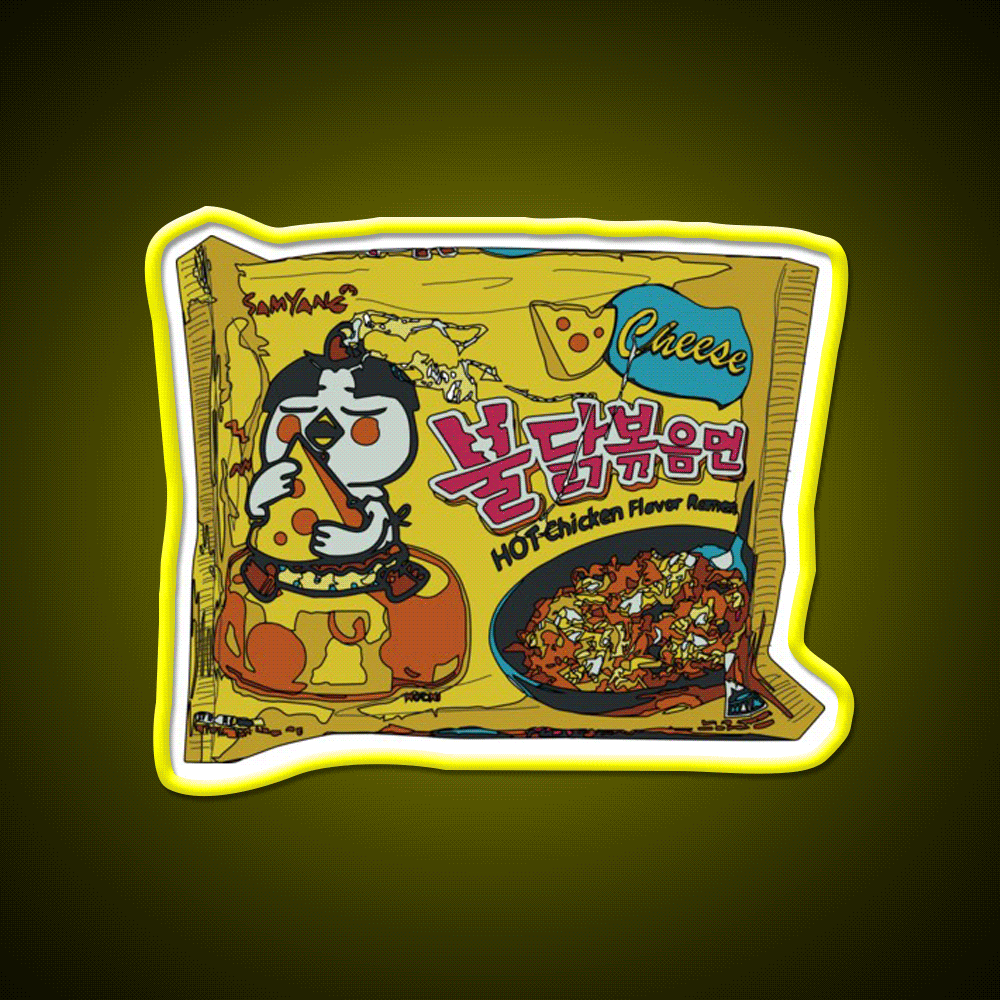 Samyang Cheese Spicy Ramyun Snack Food Led Neon Sign Rgb Color - Custom LED neon sign front view