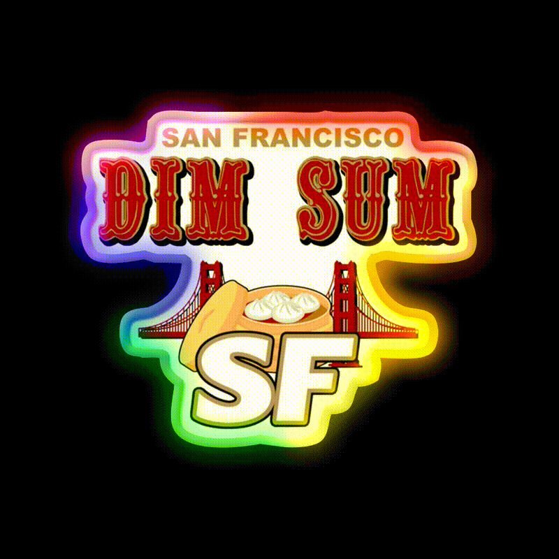 San Francisco Dim Sum Wordmark Asian Cultural Led Neon Sign Rgb Color - LED neon sign close-up detail