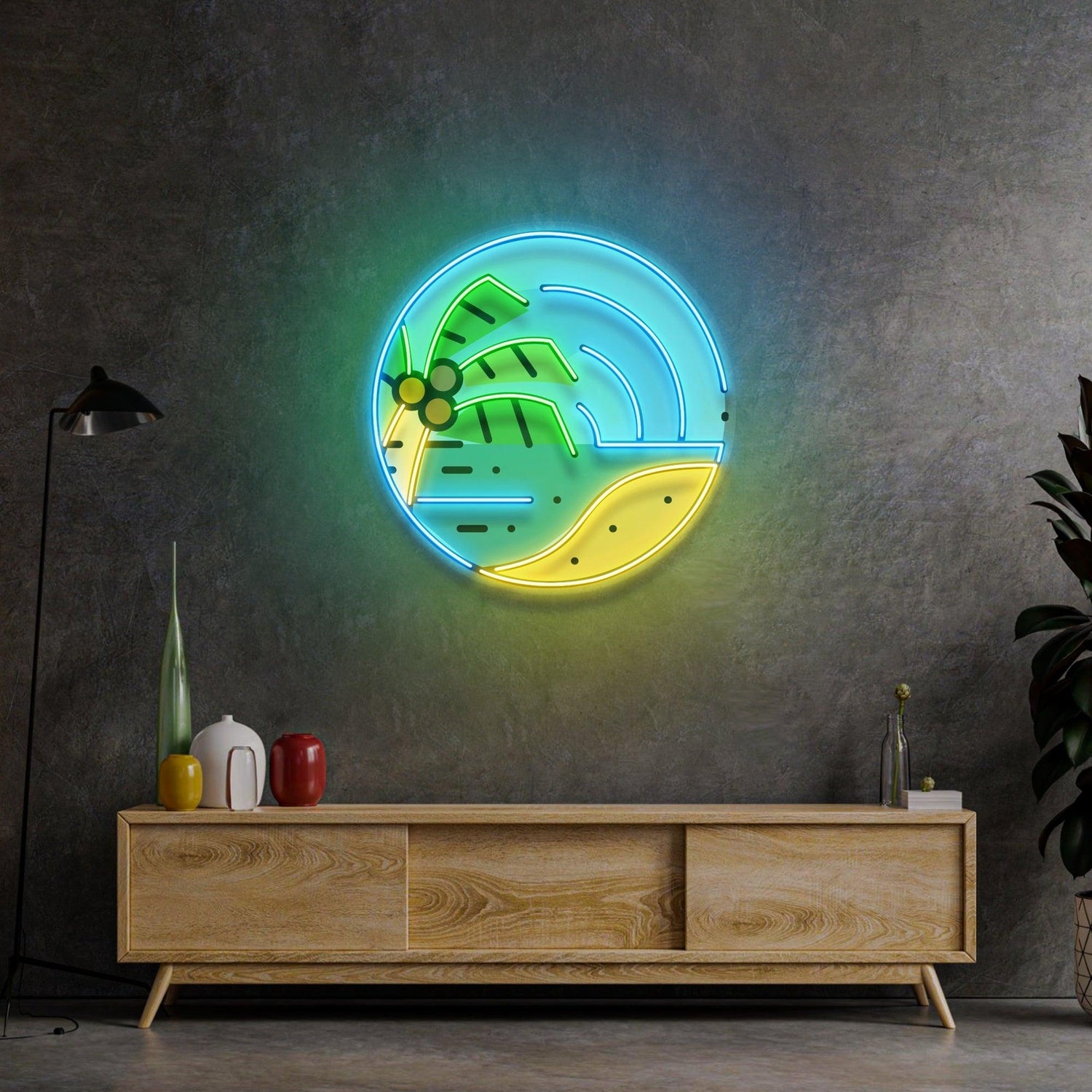 Sandy Beach Tropical Uv Printed Led Neon Sign Coastal Decor For Home Cafe | Shineneon