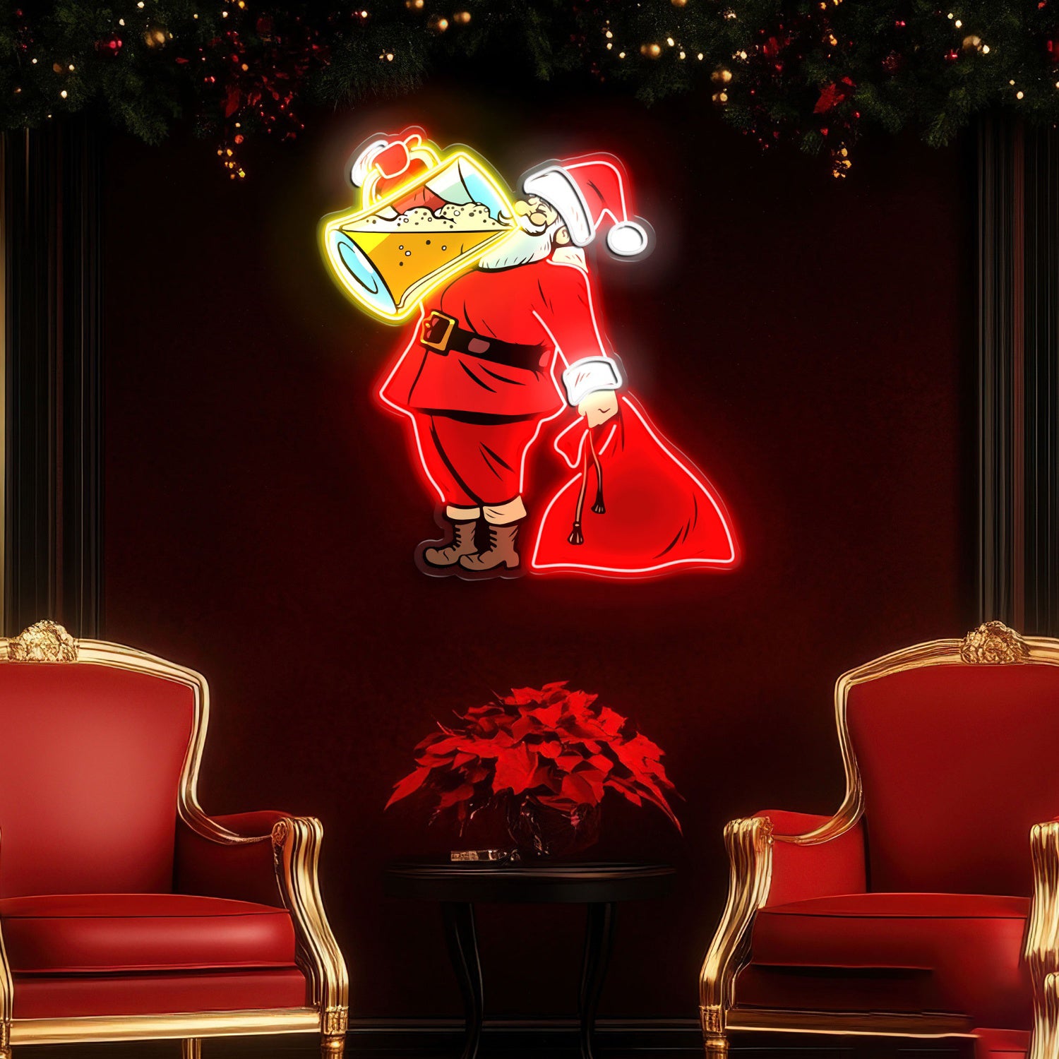 Santa Claus Drinking Beer Acrylic Led Neon Sign | Shineneon