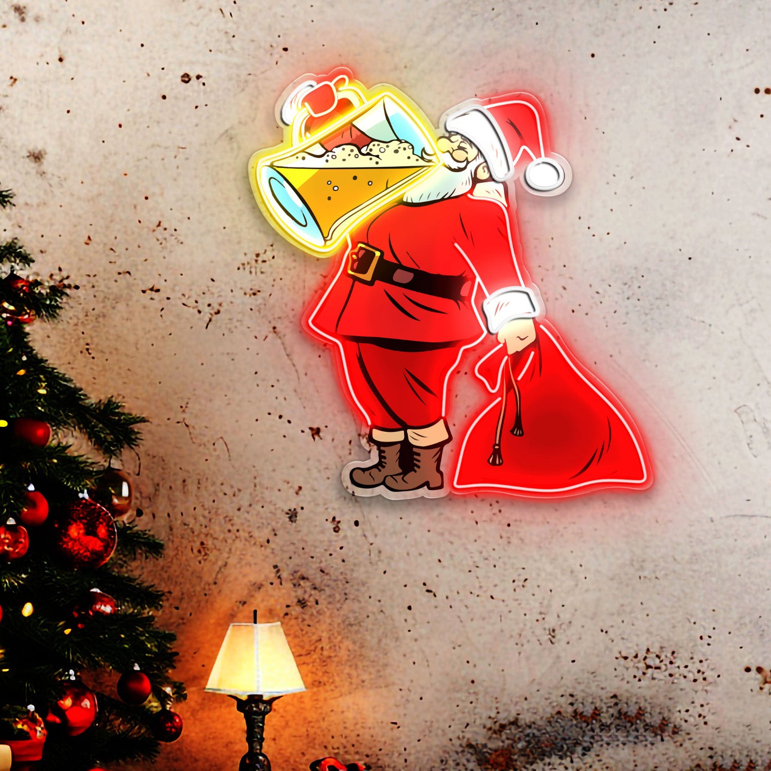 Santa Claus Drinking Beer Acrylic Led Neon Sign | Shineneon