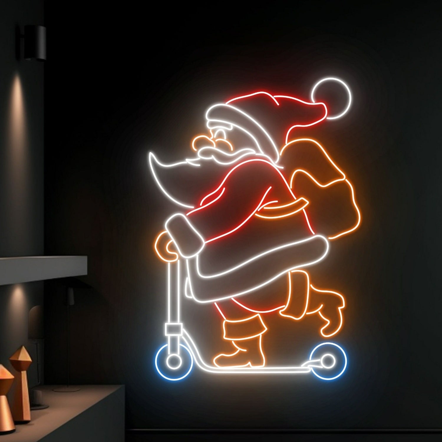 Santa Claus Riding Scooter Led Sign | Shineneon