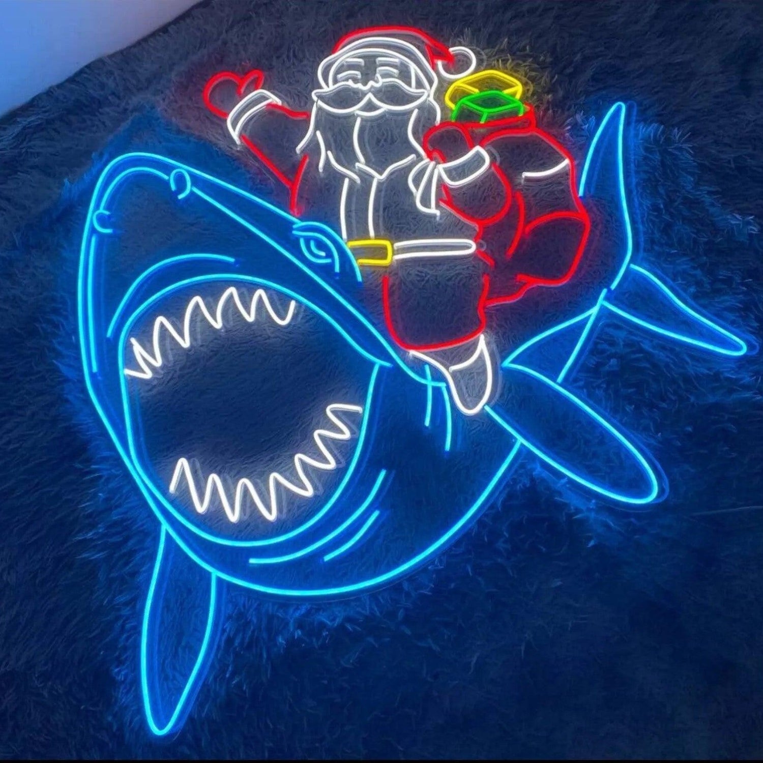 Santa Claus Riding Shark Led Neon Sign For Christmas Party Decor | Shineneon