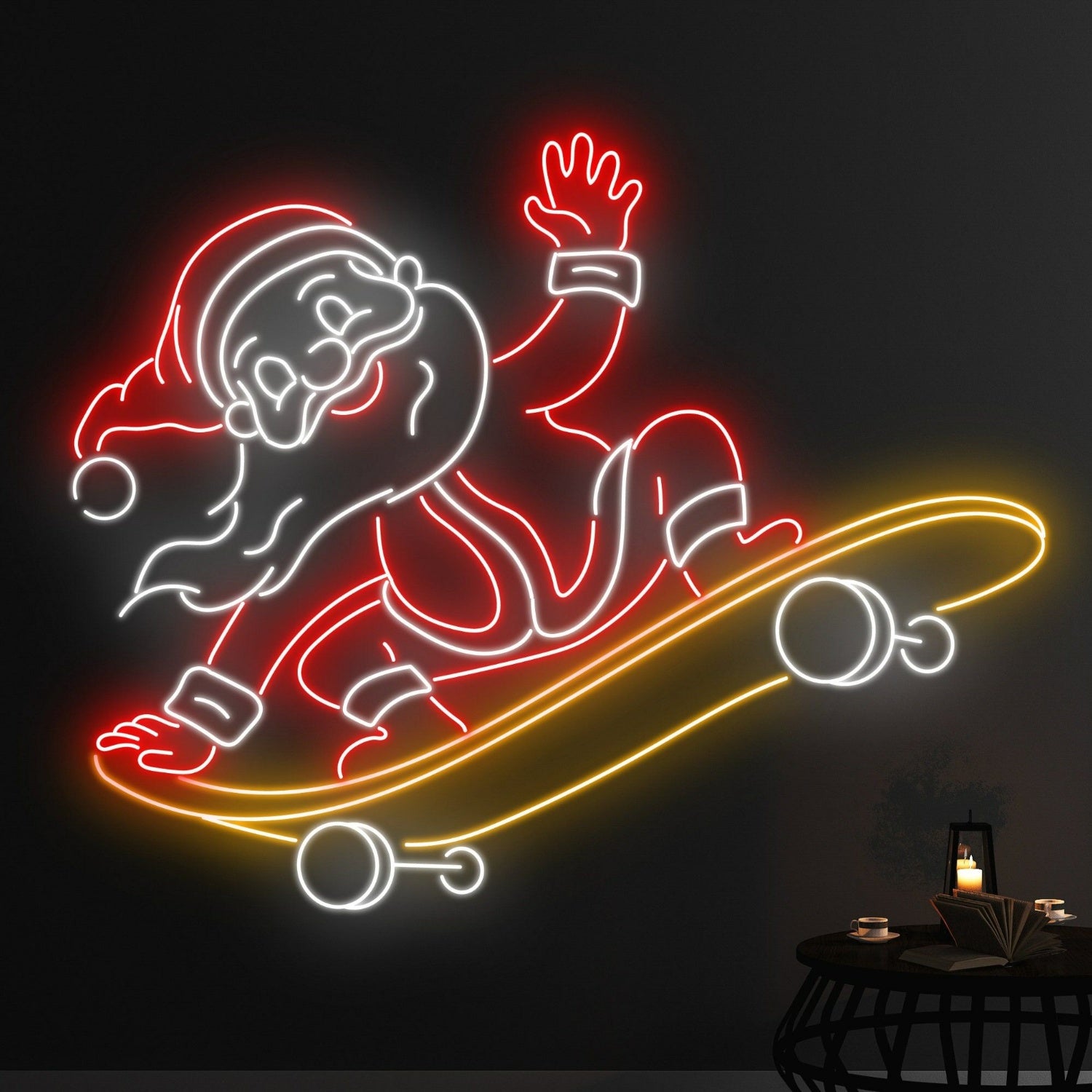 Santa Claus Skateboarding Led Neon Sign | Shineneon