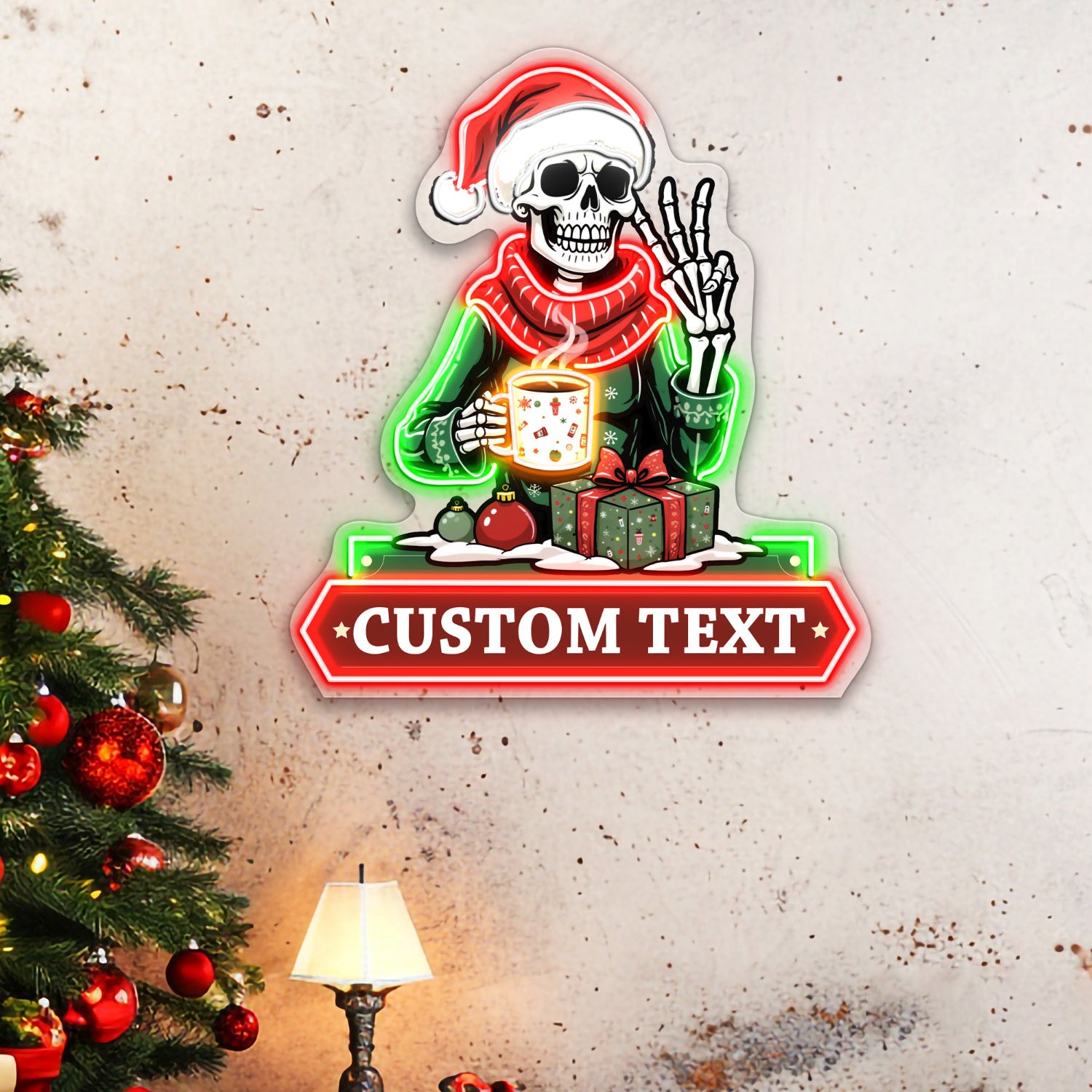 Santa Drinking Coffee Acrylic Led Neon Sign | Shineneon