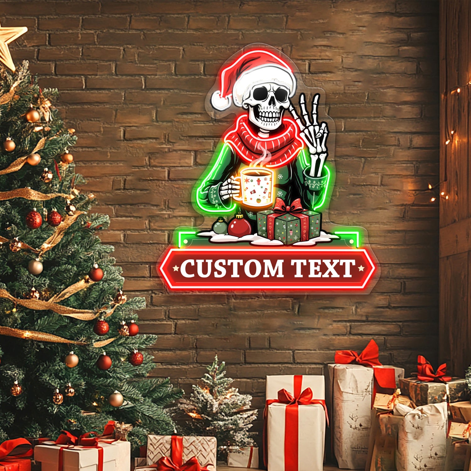 Santa Drinking Coffee Acrylic Led Neon Sign | Shineneon