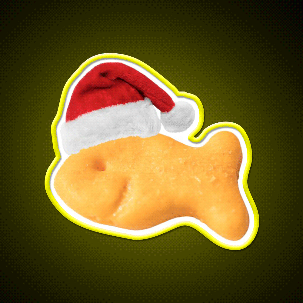 Santa Goldfish Snack Food Led Neon Sign Rgb Color - Custom LED neon sign front view