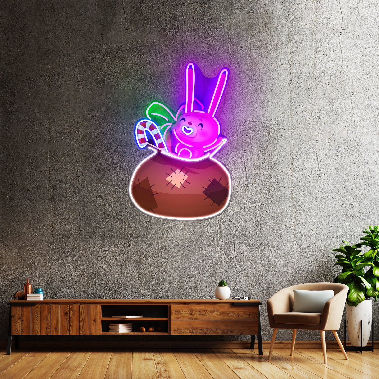 Santa Sack Christmas Neon Artwork For Sale