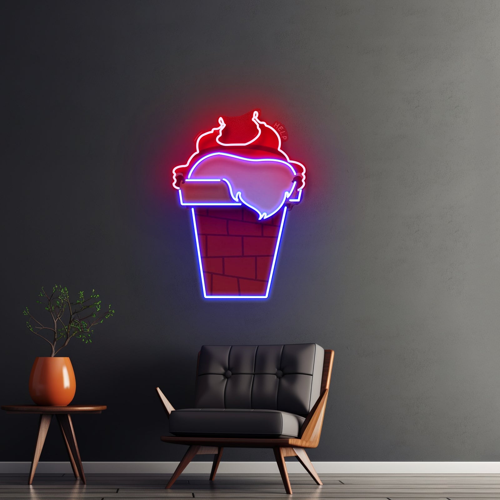 Santa Stuck In Chimney Christmas Led Neon Artwork For Sale