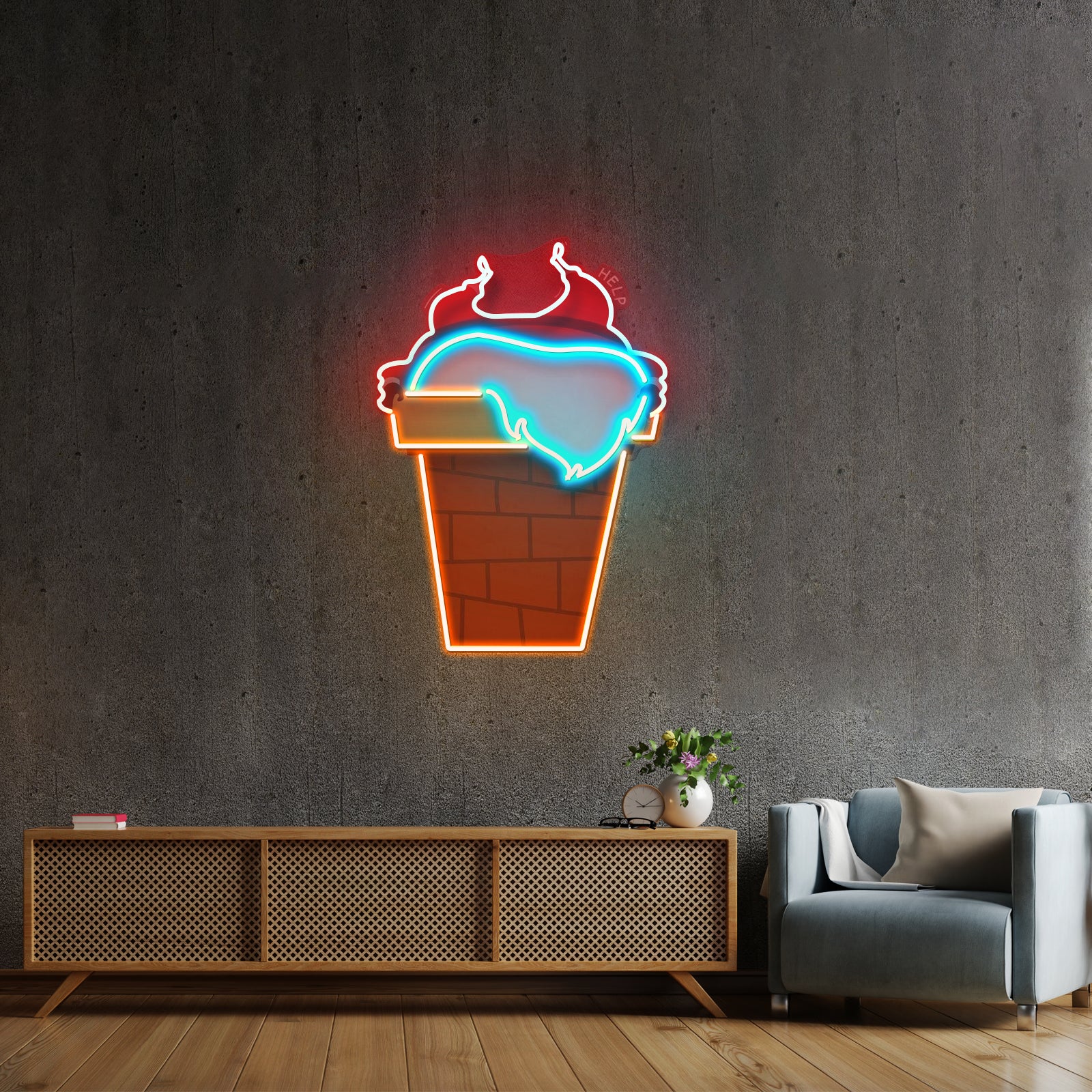 Santa Stuck In Chimney Christmas Led Neon Artwork For Sale