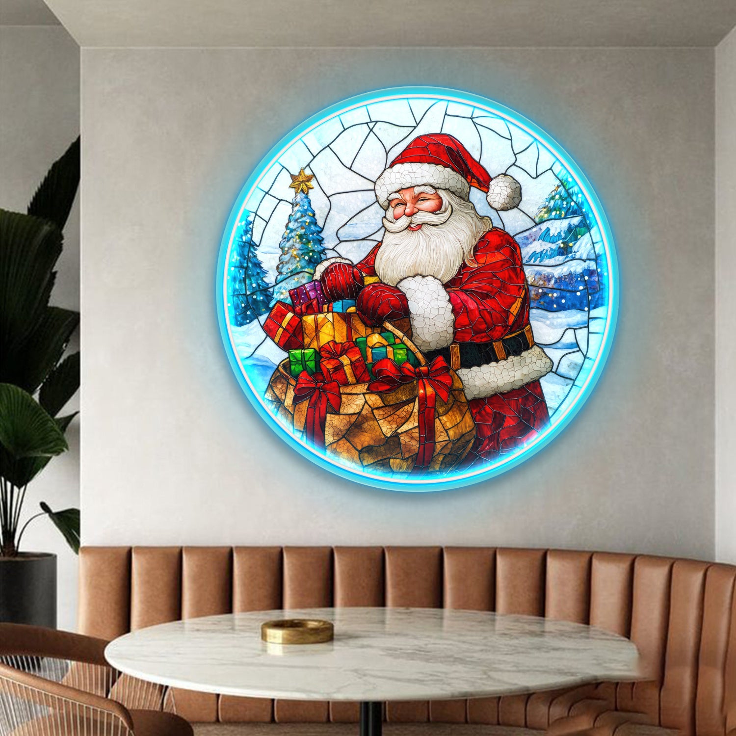 Santa with a Bag of Gifts Acrylic Led Neon Sign | Shineneon