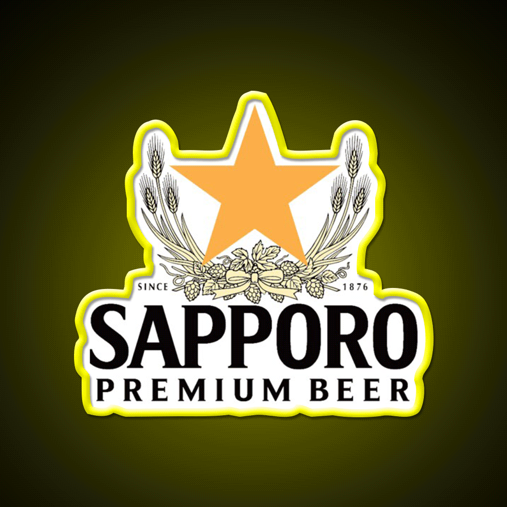 Sapporo Logo Beer Bar Decor Led Neon Sign Rgb Color - Custom LED neon sign front view