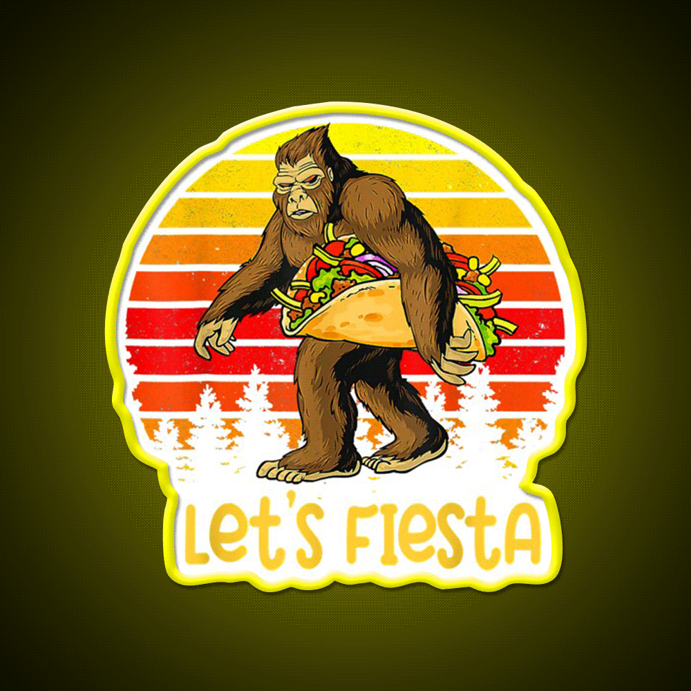 Sas Qua Tch Carrying Taco Retro Lets Fiesta Taco Led Neon Sign Rgb Color - Custom LED neon sign front view