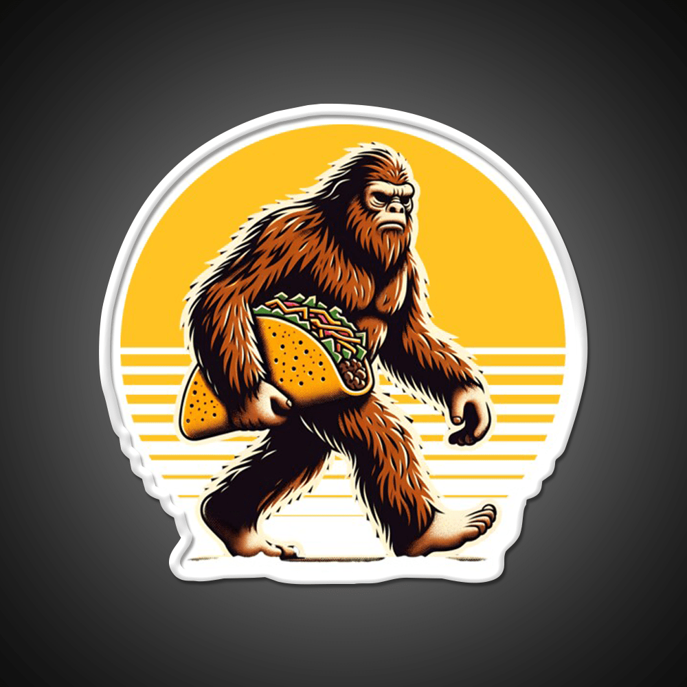Sasquatch Taco Vintage Funny Bigfoot Lovers Taco Led Neon Sign Rgb Color - Shineneon