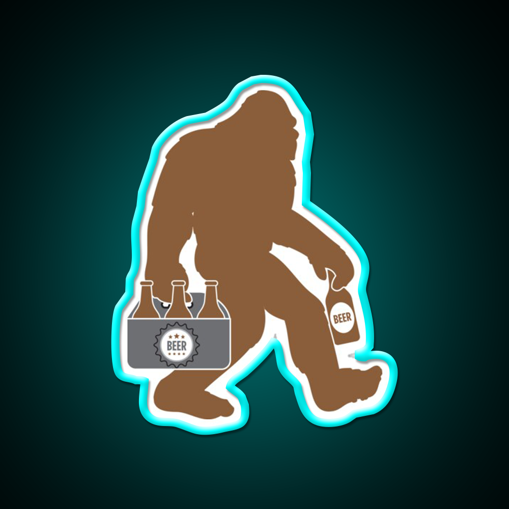 Sasquatch With Beer T Beer Bar Decor Led Neon Sign Rgb Color - Size and dimension reference
