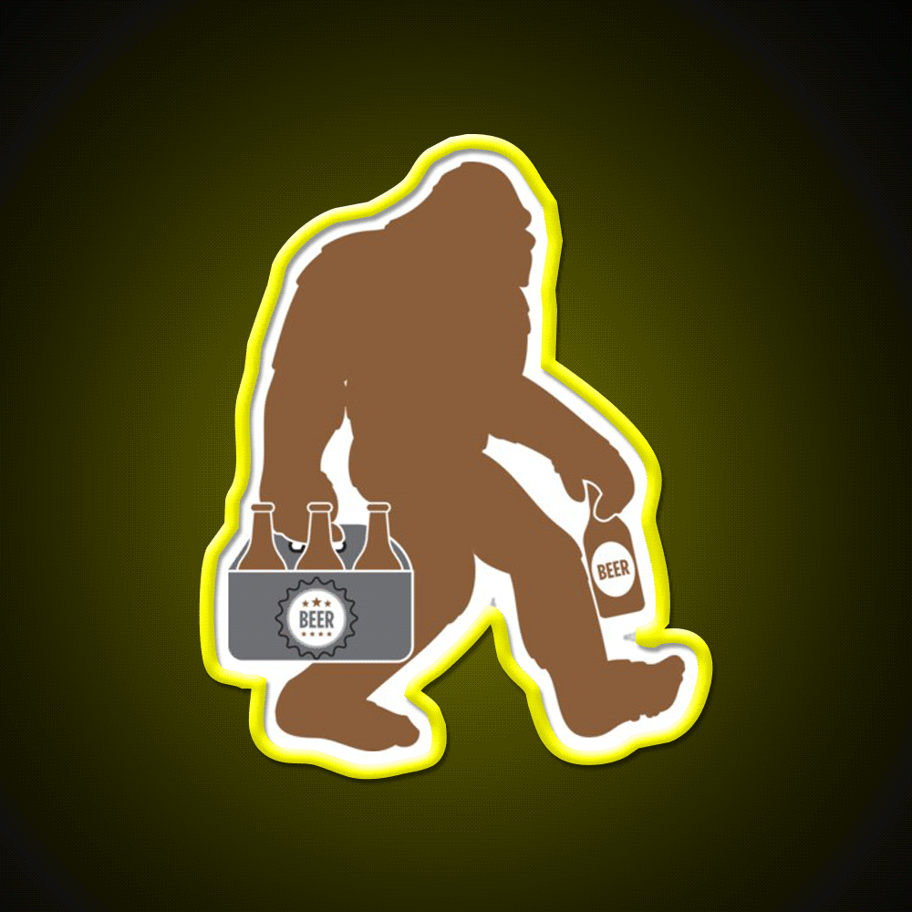Sasquatch With Beer T Beer Bar Decor Led Neon Sign Rgb Color - Custom LED neon sign front view