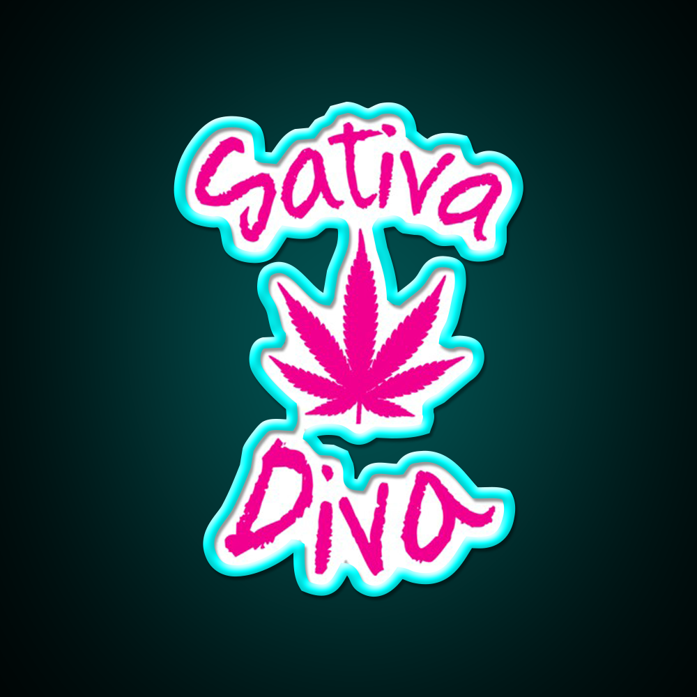 Sativa Diva Stoner Chick Hemp Inspired Green Leaf Led Neon Sign Rgb Color