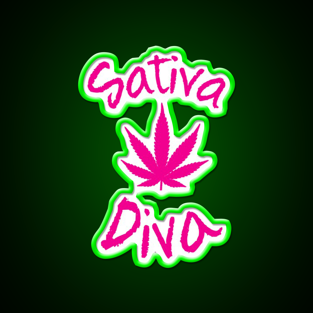 Sativa Diva Stoner Chick Hemp Inspired Green Leaf Led Neon Sign Rgb Color