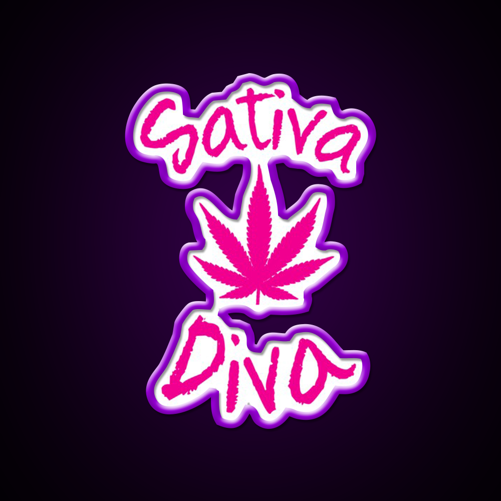 Sativa Diva Stoner Chick Hemp Inspired Green Leaf Led Neon Sign Rgb Color