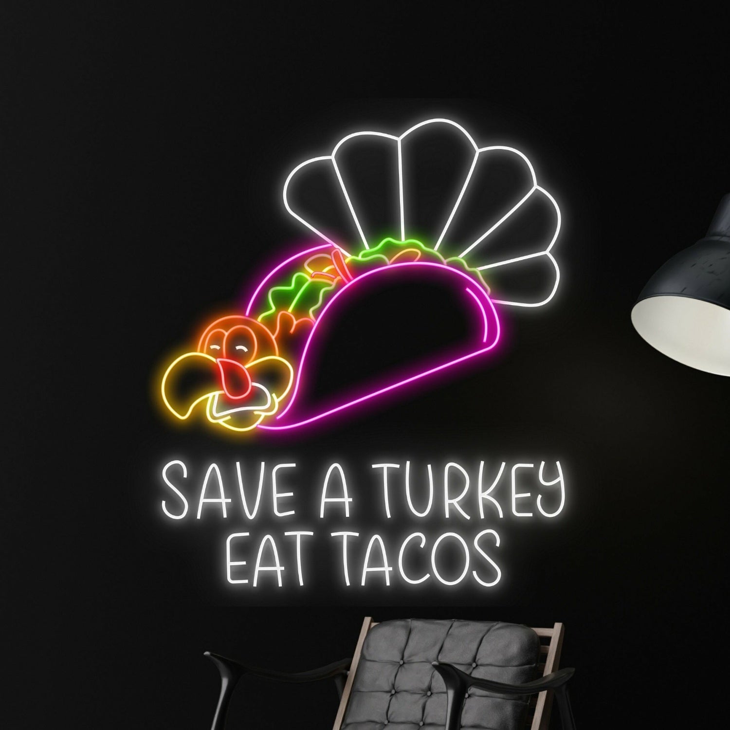 Save A Turkey Eat Tacos Led Light Tacos Restaurant Decor | Shineneon