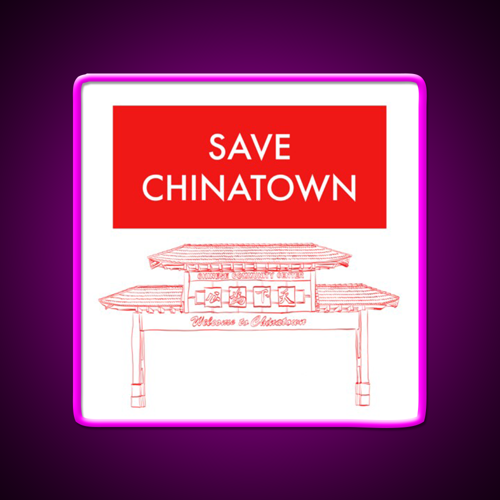 Save Chinatown Asian Cultural Led Neon Sign Rgb Color - Neon sign mounted on wall in room