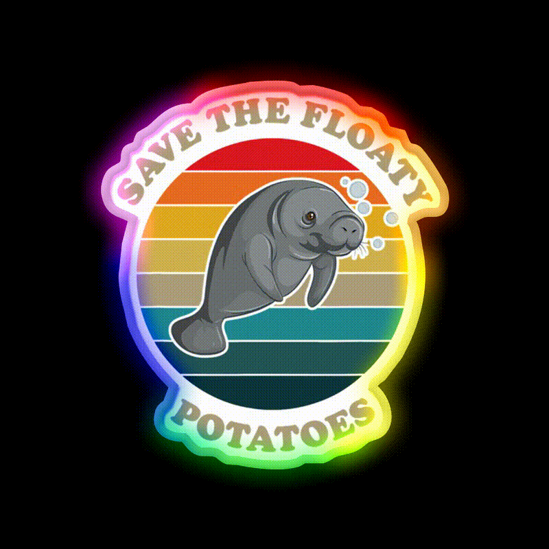 Save The Floaty Potatoes Humor Snack Food Led Neon Sign Rgb Color - LED neon sign close-up detail