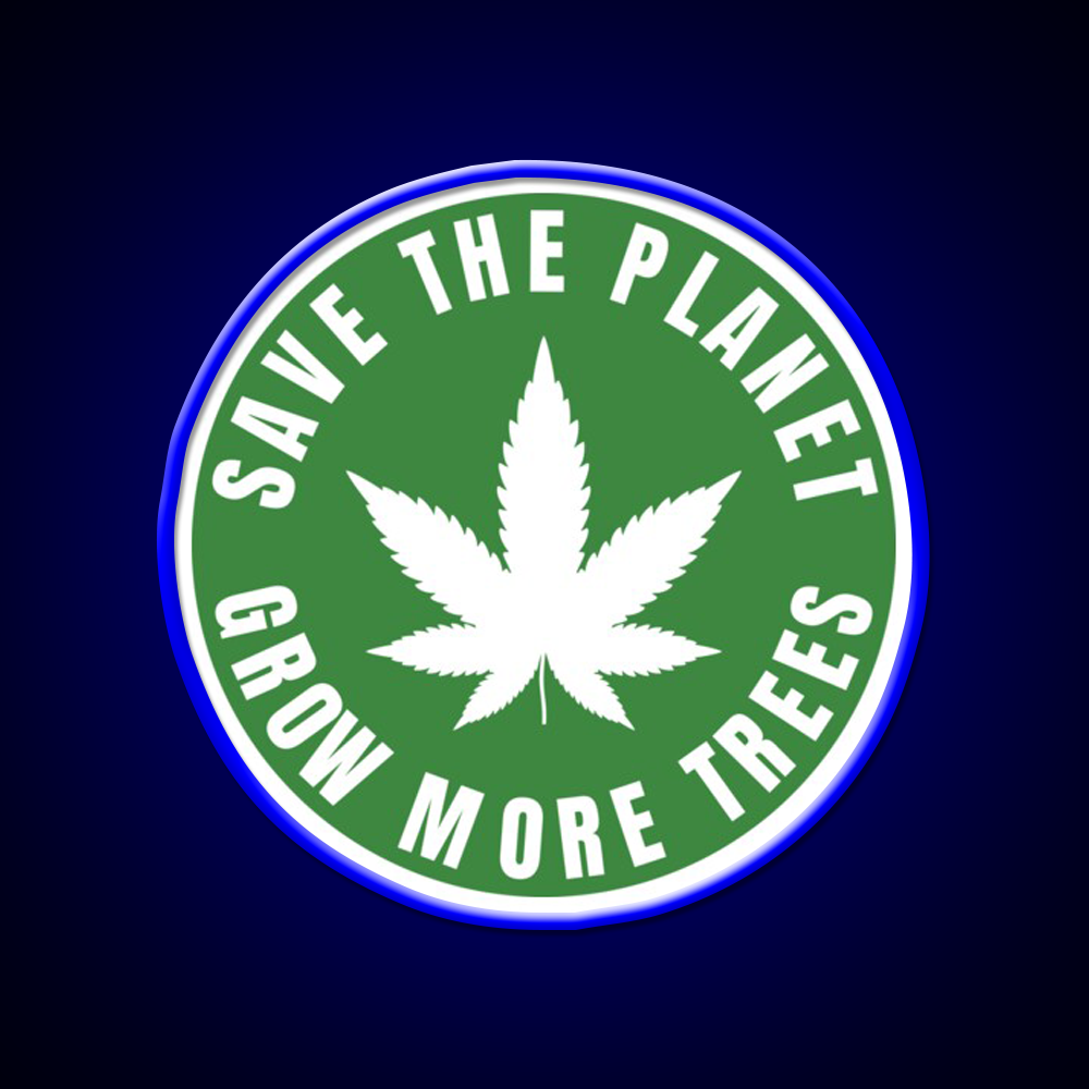 Save The Planet Grow More Trees Hemp Inspired Green Leaf Led Neon Sign Rgb Color - LED neon sign view 5
