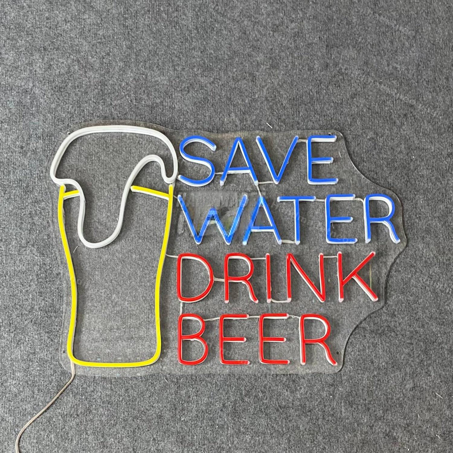 Save Water Drink Beer Led Neon Sign Bar Pub Wall Art | Shineneon