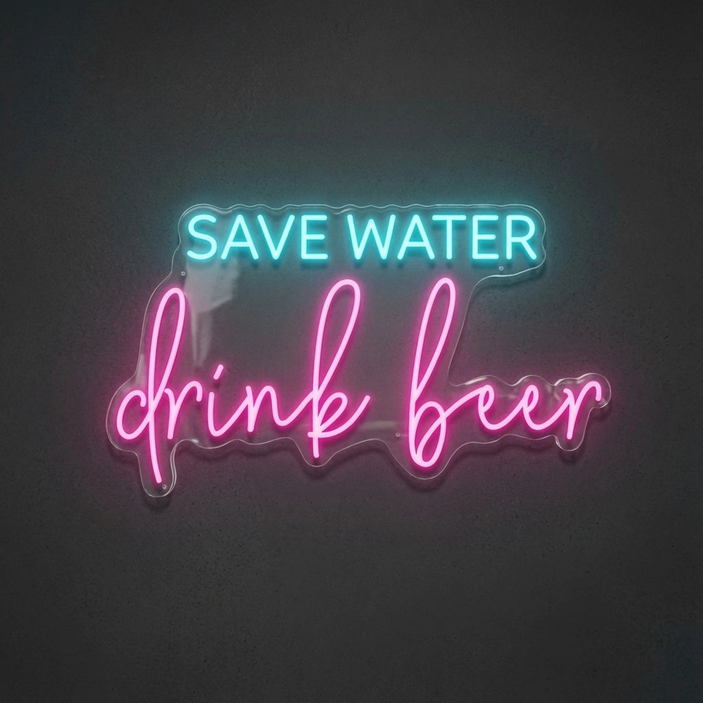 Save Water Drink Beer LED Neon Sign Home Wall Art - 01 Original Product Image