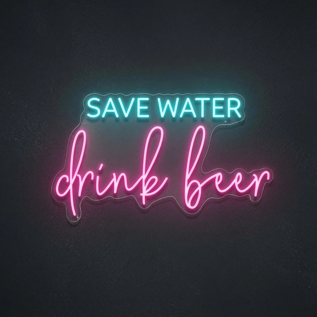Save Water Drink Beer LED Neon Sign Home Wall Art - 04 Size Image