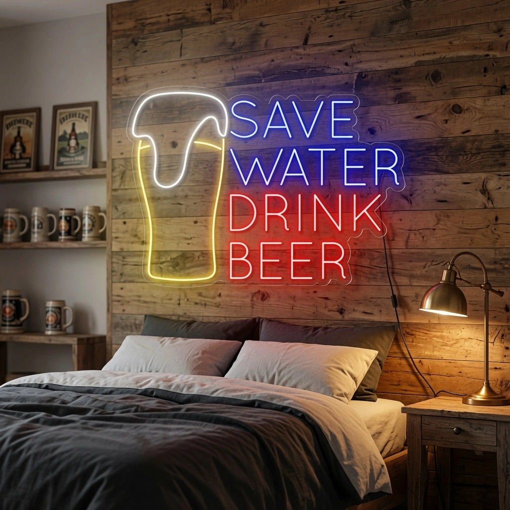 Save Water Drink Beer LED Neon Sign Wall Neon Sign - 03 Real Lifestyle Scene