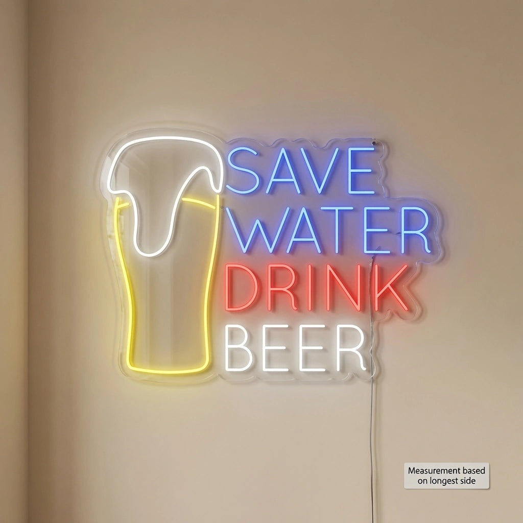 Save Water Drink Beer LED Neon Sign Wall Neon Sign - 04 Size Image