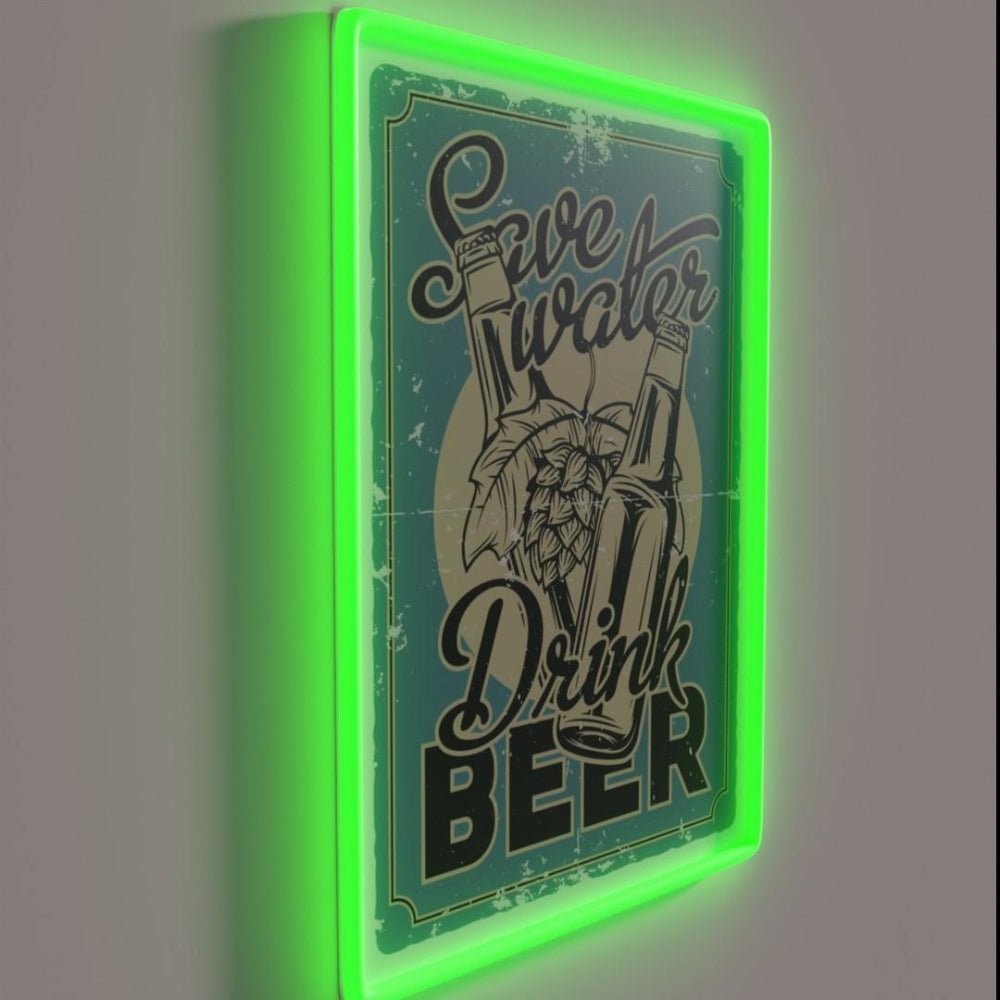Save Water Drink Beer Post Rgb Led Neon Sign - Shineneon