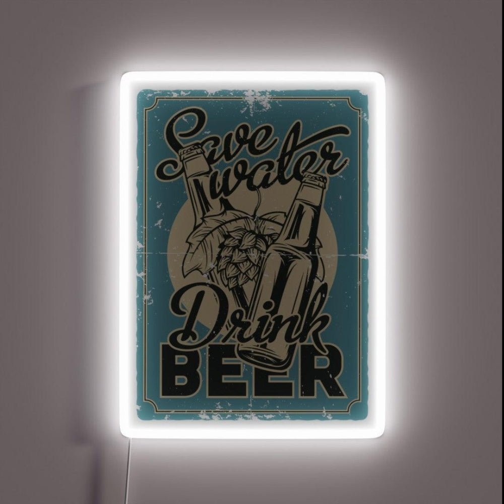 Save Water Drink Beer Post Rgb Led Neon Sign - Shineneon