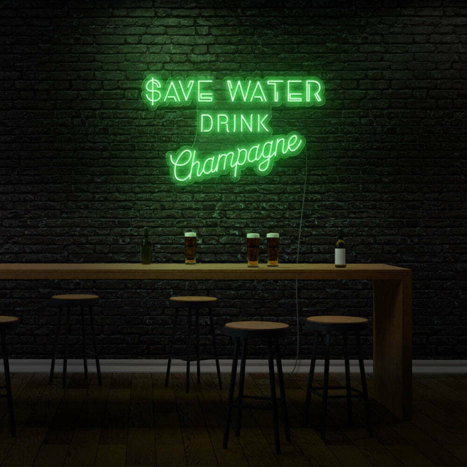 Save Water Drink Champagne Led Sign | Shineneon