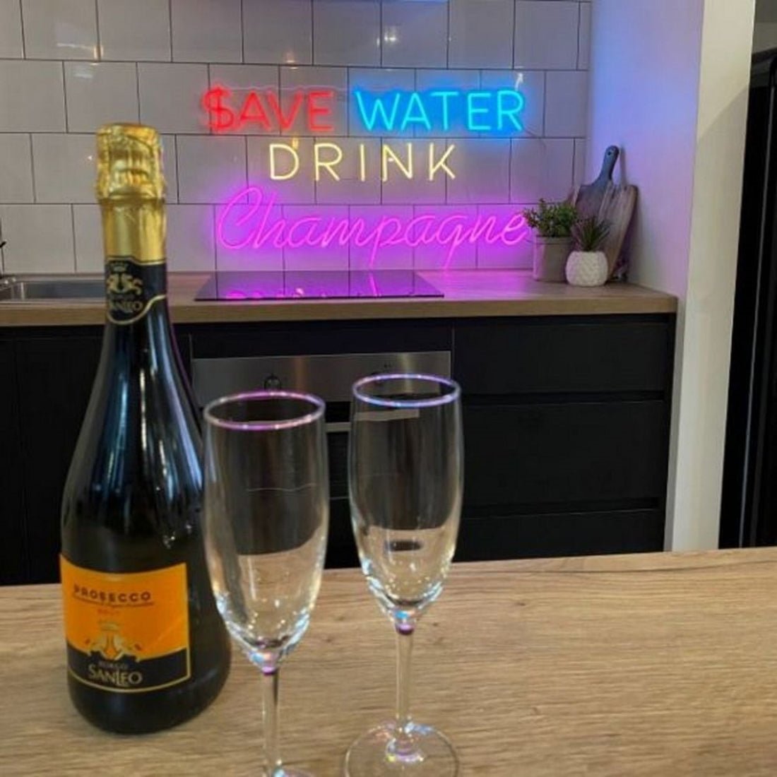 Save Water Drink Champagne Led Sign Business Neon Sign Wall Decor - Shineneon