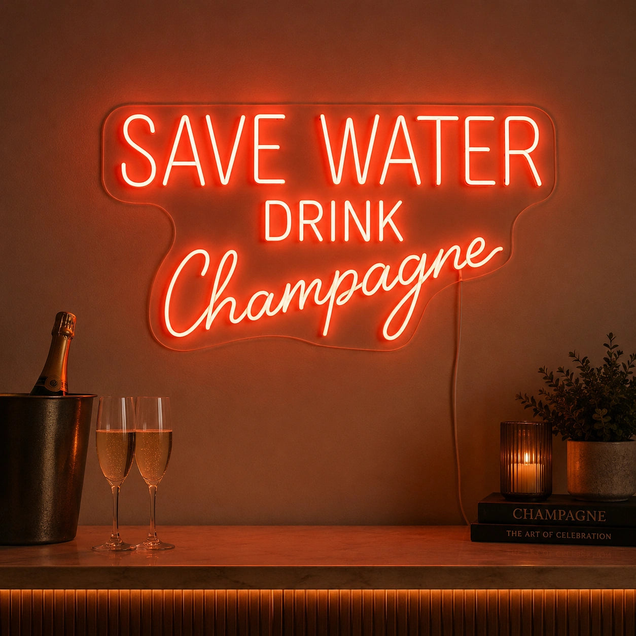 Save Water Drink Champagne Neon Sign LED Neon Sign high-converting product image