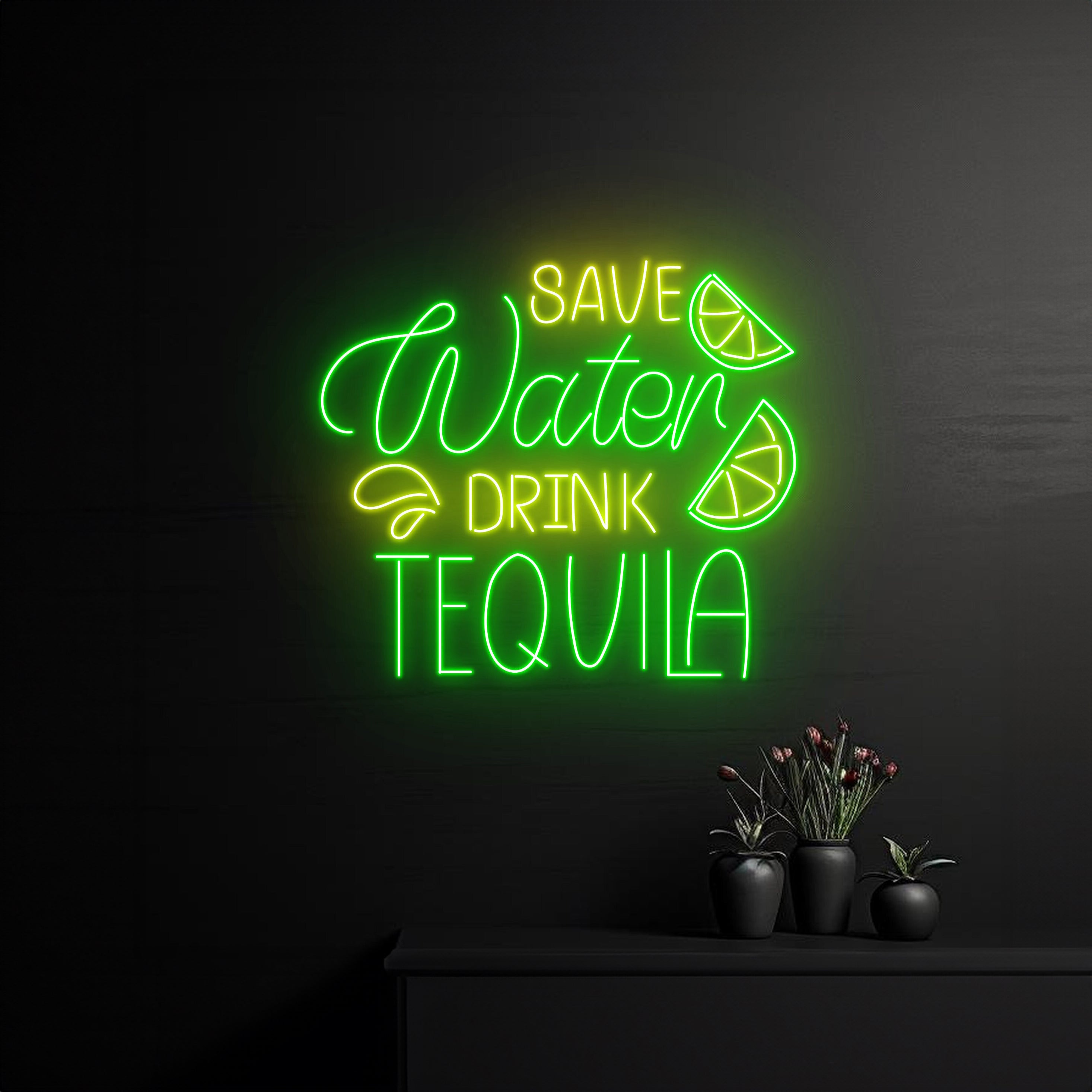 Save Water Drink Tequila Neon Sign Wine Bar Pub Room Wall Decor | Shineneon