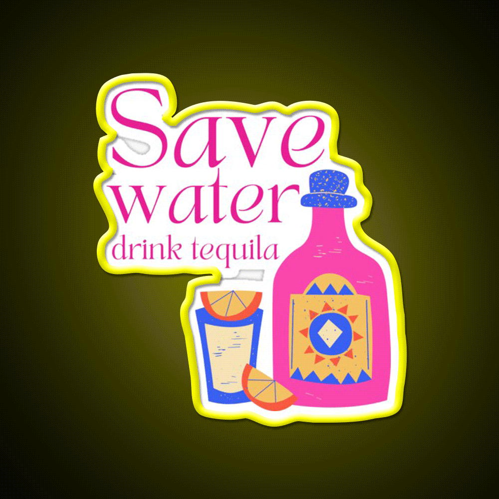Save Water Drink Tequila Party Drink Tequila Led Neon Sign Bar Led Sign Rgb Color - Custom LED neon sign front view