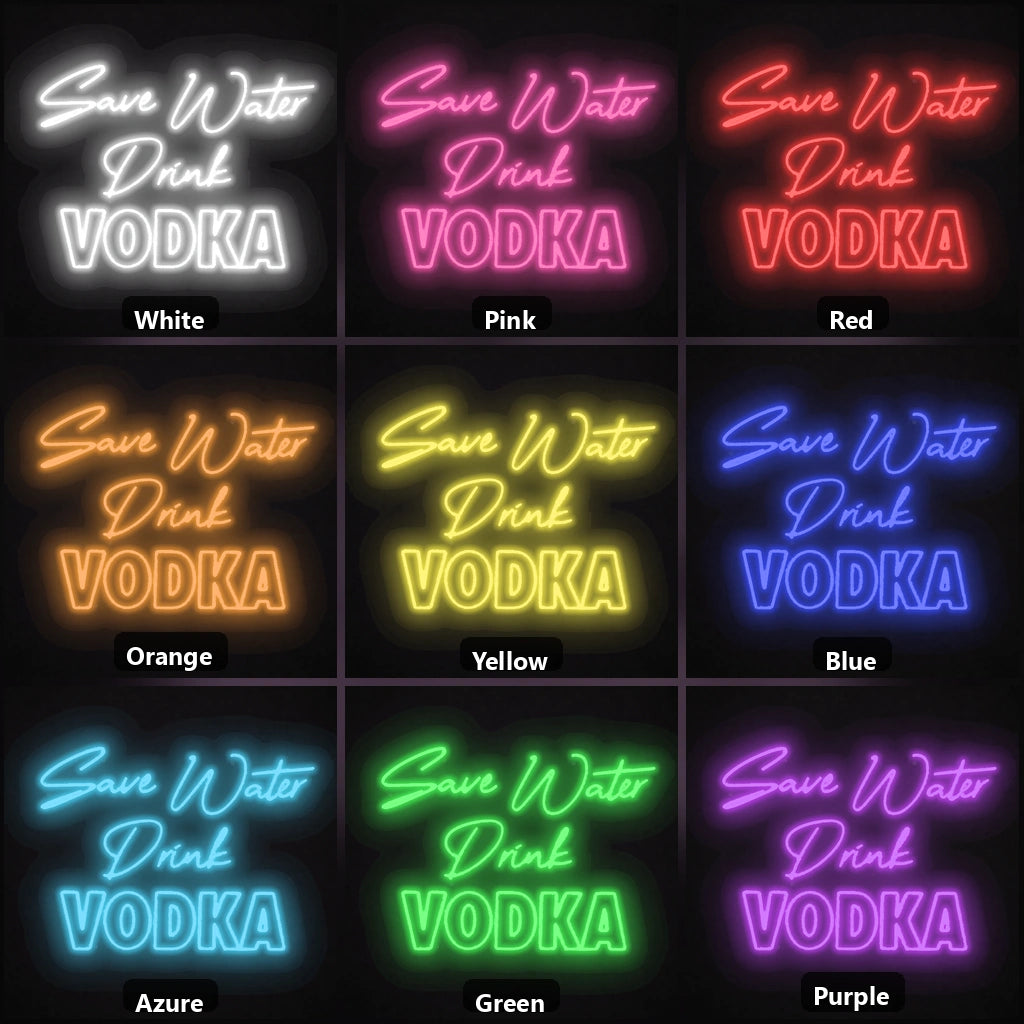 Save Water Drink Vodka LED Neon Sign Garage Man Cave Neon Sign color grid