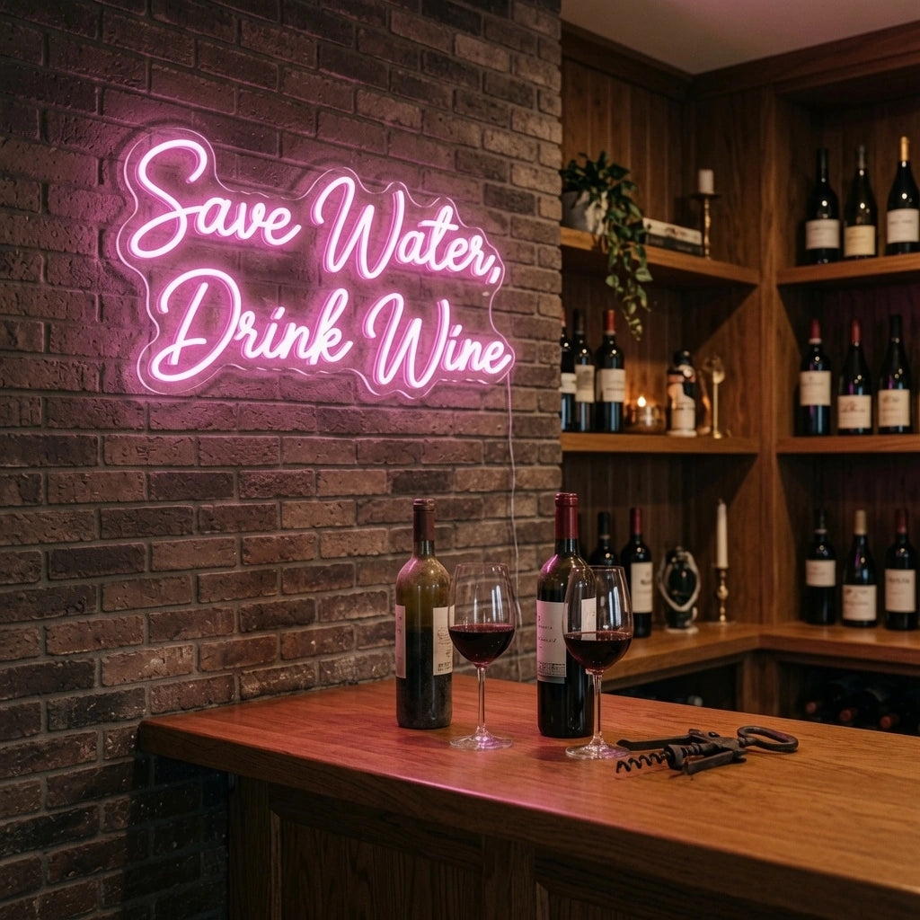 Save Water Drink Wine LED Neon Sign Wall Neon Sign - 03 Real Lifestyle Scene