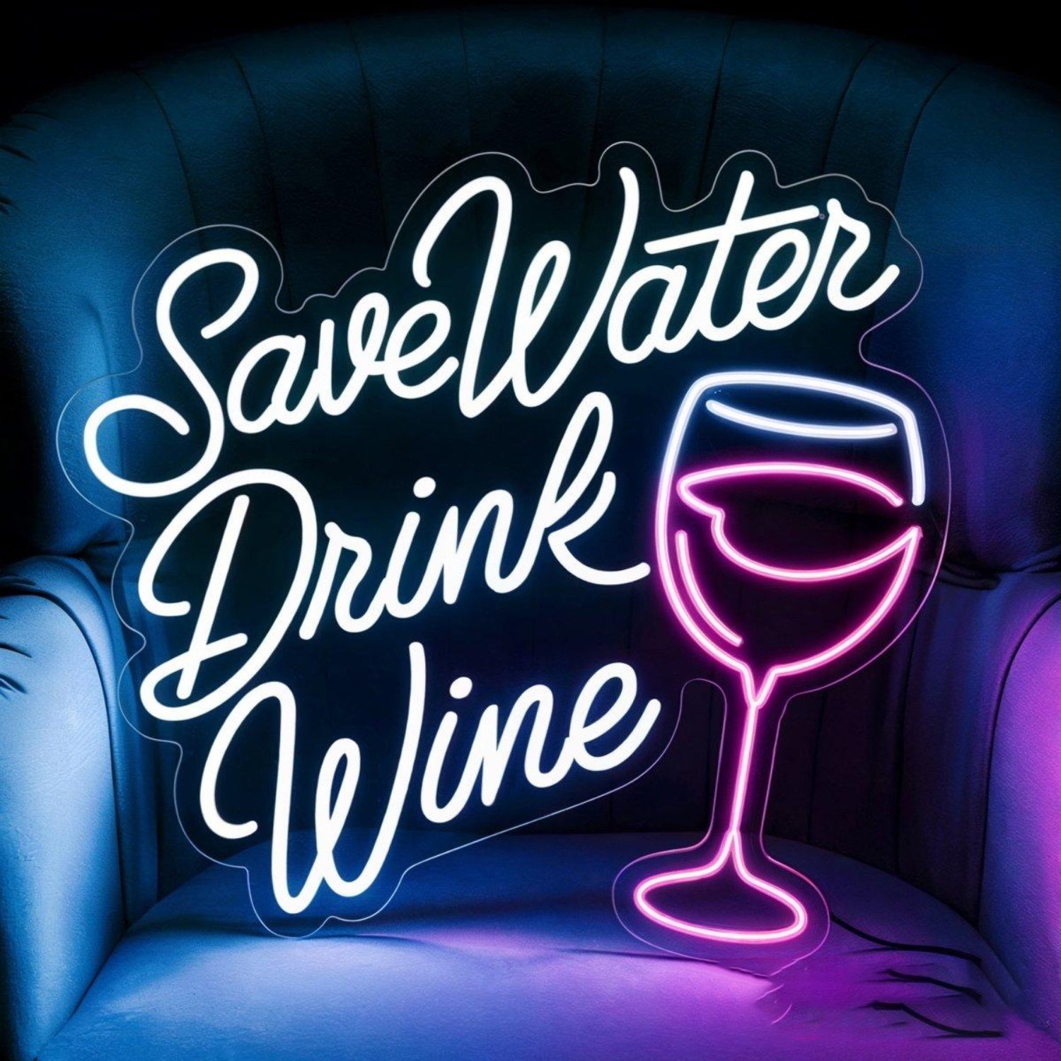 Save Water Drink Wine Neon Sign Wine Lover Gift Led Bar Decor | Shineneon